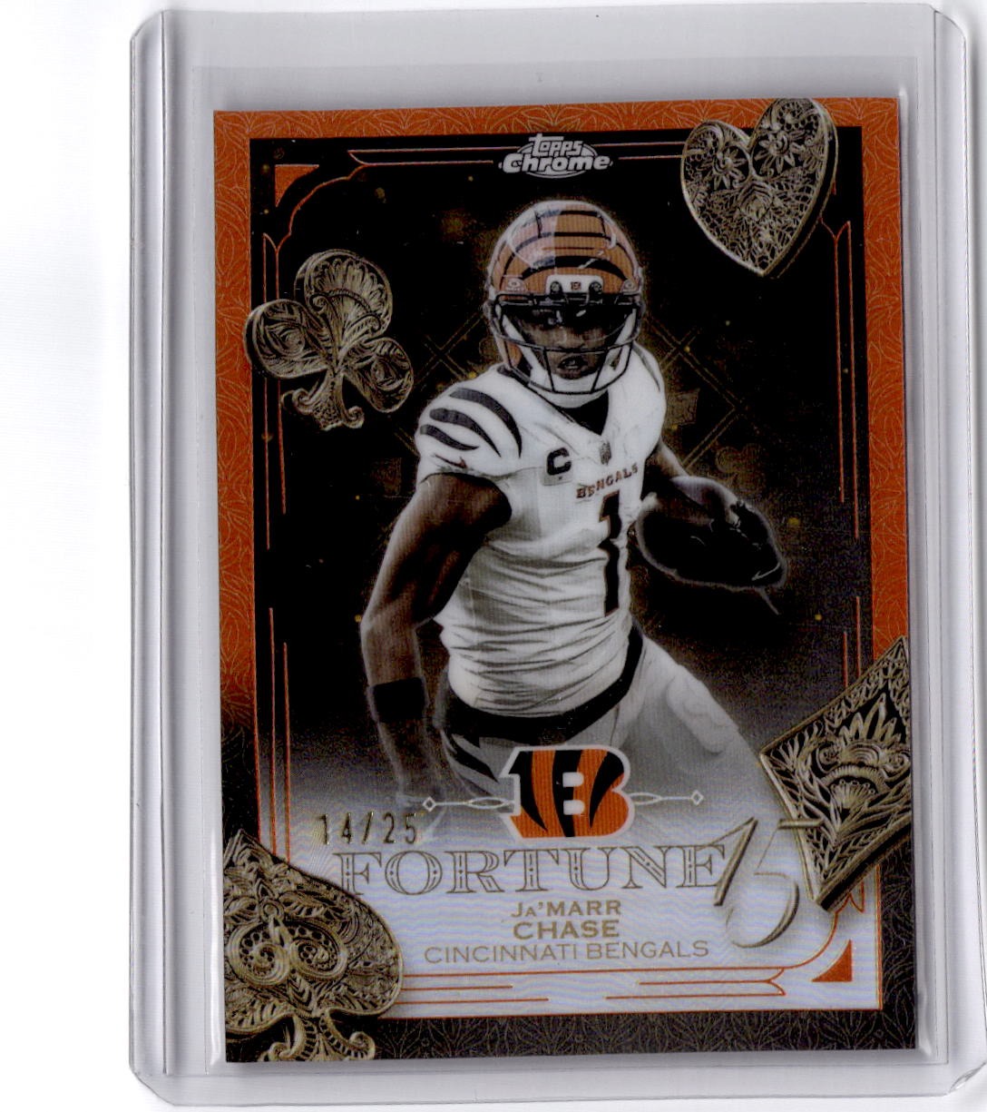 2025 Topps Chrome #F15-2 Ja'Marr Chase Fortune 15 Orange Refractor #/25