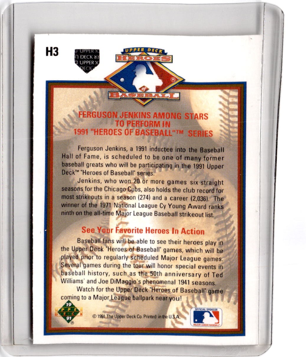 1991 Upper Deck #H3 Ferguson Jenkins Heroes of Baseball