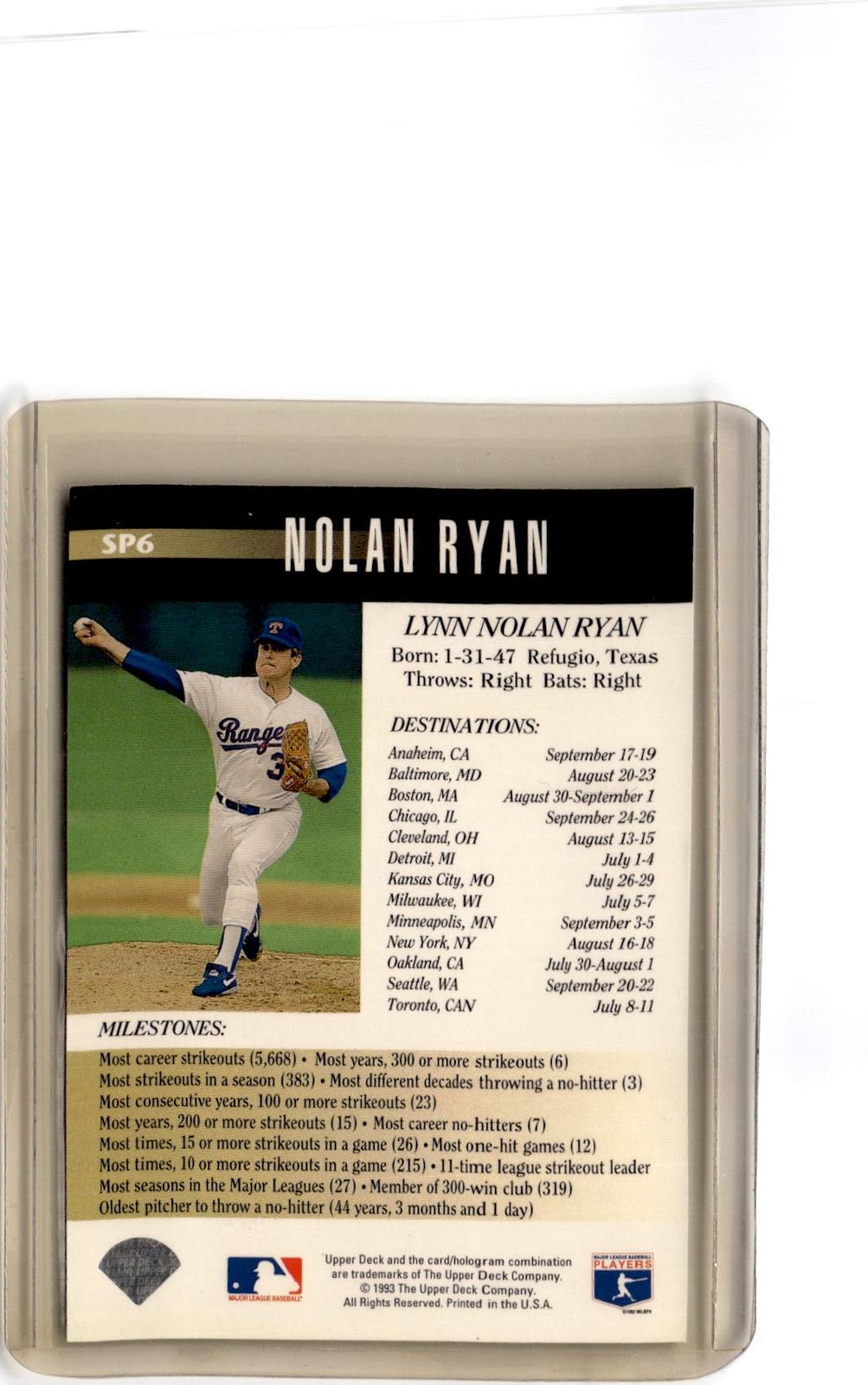1993 Upper Deck #SP6 Nolan Ryan