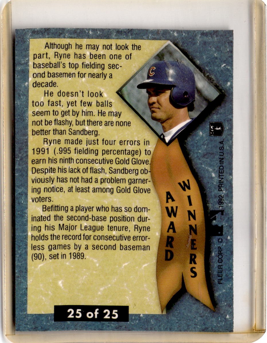 1992 Ultra #25 Ryne Sandberg Award Winners