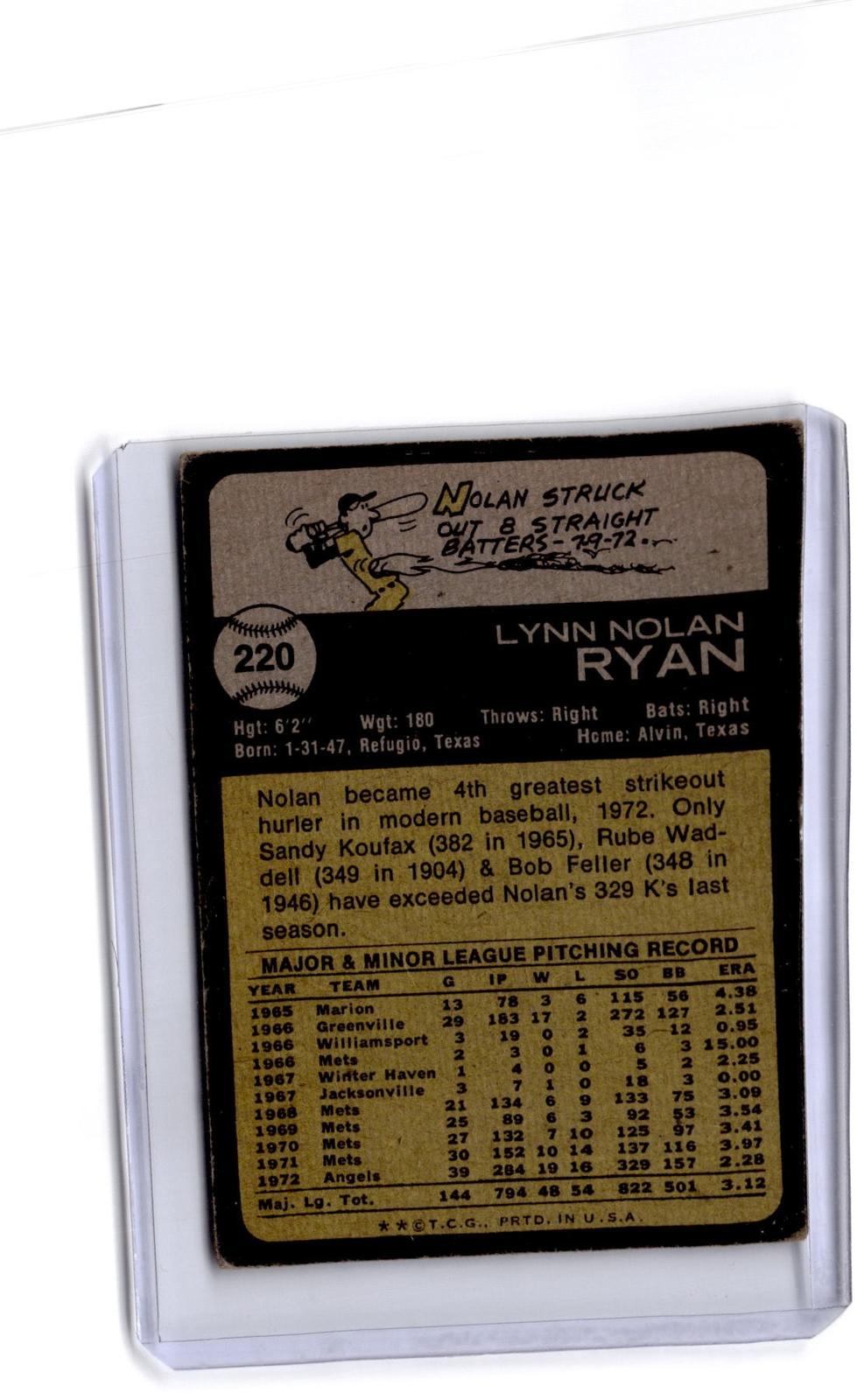 1973 Topps #220 Nolan Ryan