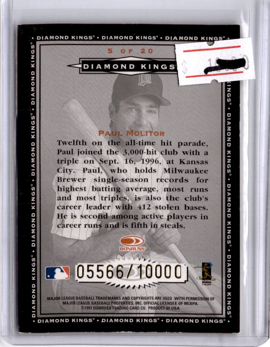 1998 Donruss #5 Paul Molitor Diamond Kings #/10000