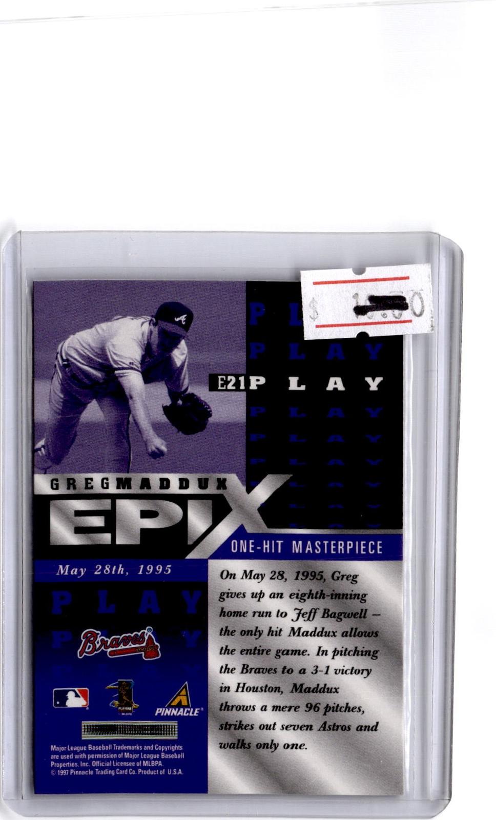 1998 Pinnacle #E21 Greg Maddux Epix Purple
