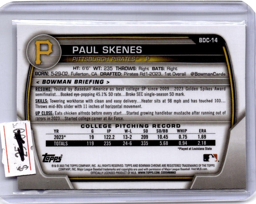 2023 Bowman Draft #BDC-14 Paul Skenes Chrome