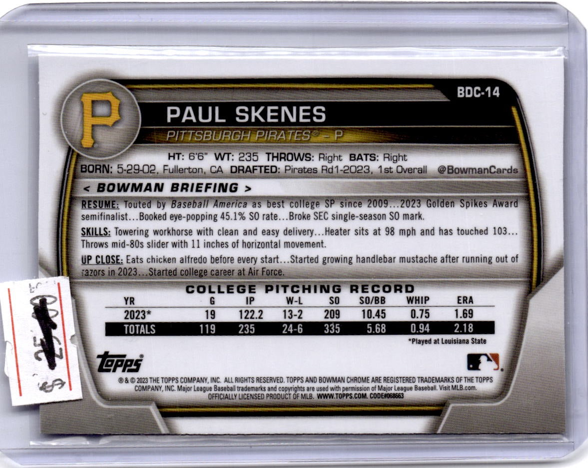2023 Bowman Draft #BDC-14 Paul Skenes Chrome
