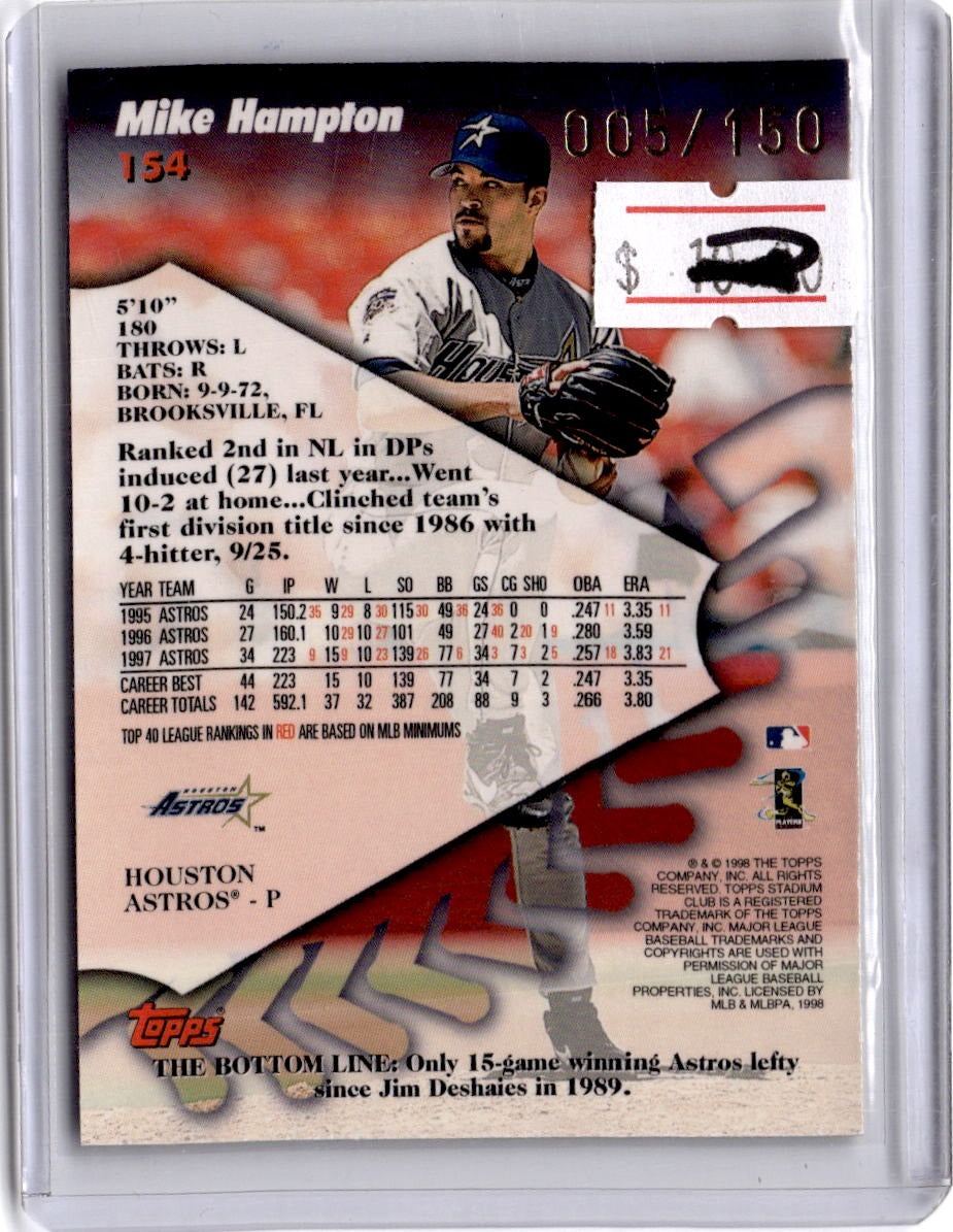 1998 Stadium Club #154 Mike Hampton One of a Kind #/150