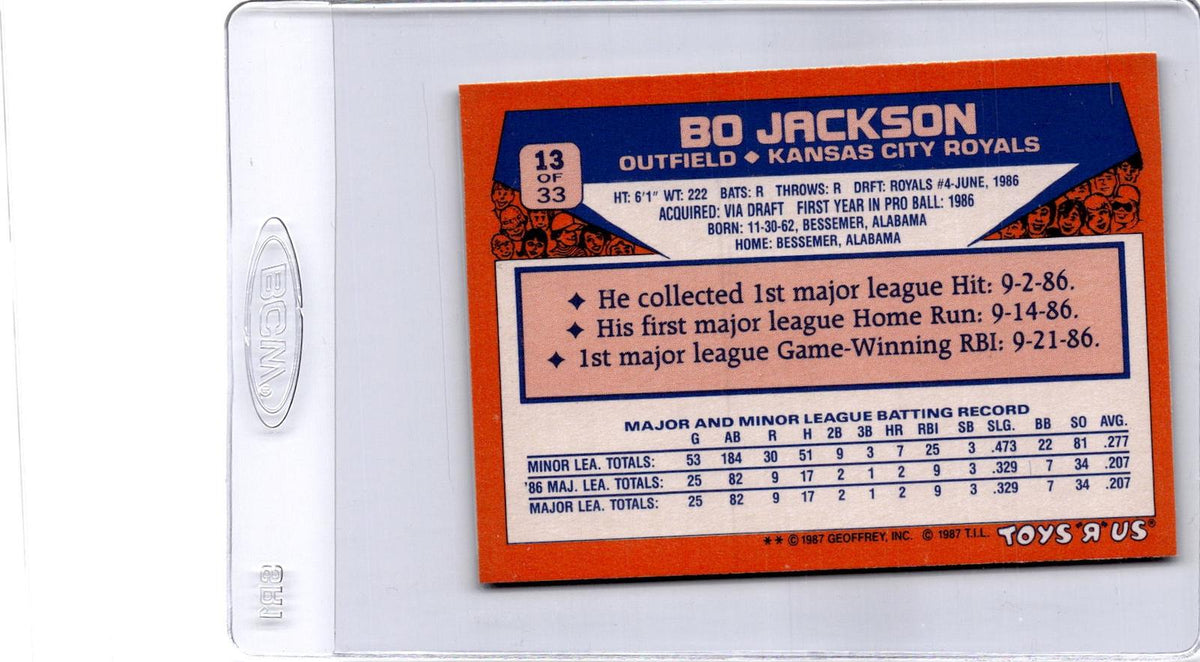 1987 Topps Toys "R" Us Rookies #13 Bo Jackson