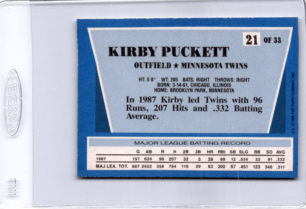 1988 Topps Rite-Aid Team MVP's #21 Kirby Puckett