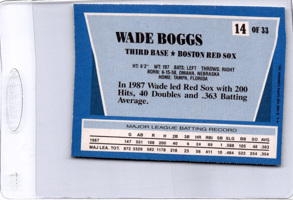 1988 Topps Rite-Aid Team MVP's #14 Wade Boggs