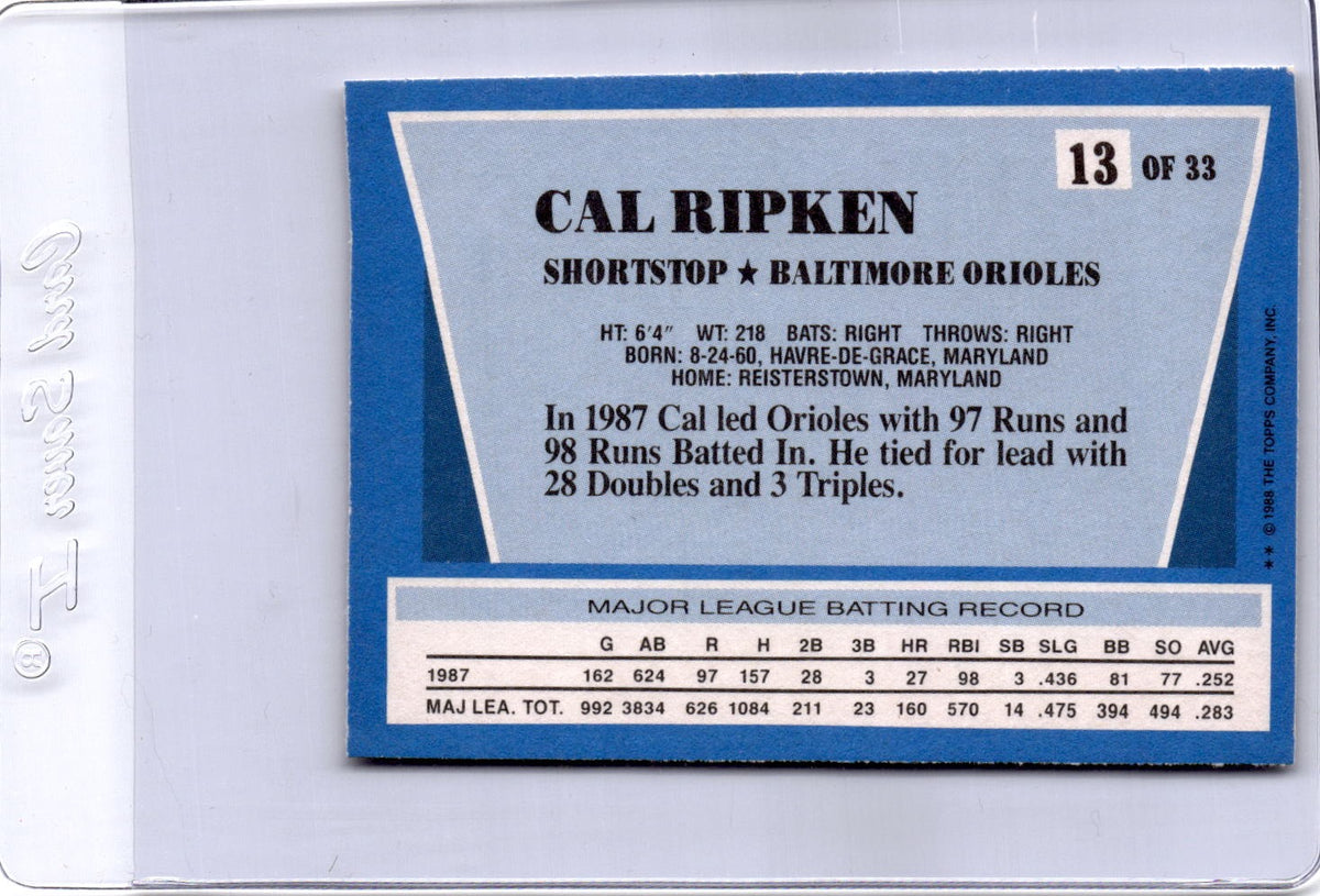1988 Topps Rite-Aid Team MVP's #13 Cal Ripken