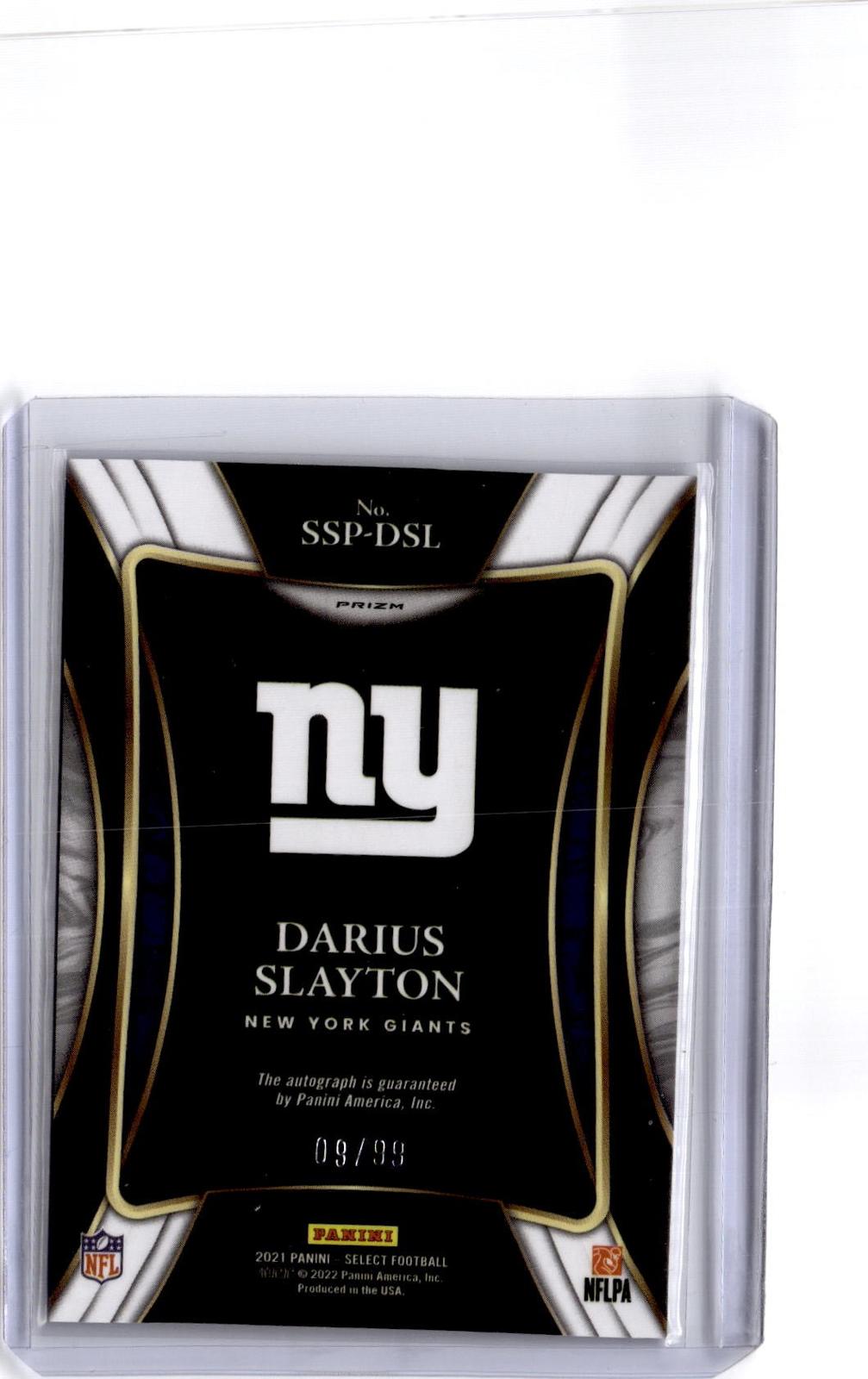 2021 Panini Select #SSP-DSL Darius Slayton Select Signatures Prizm Blue/99
