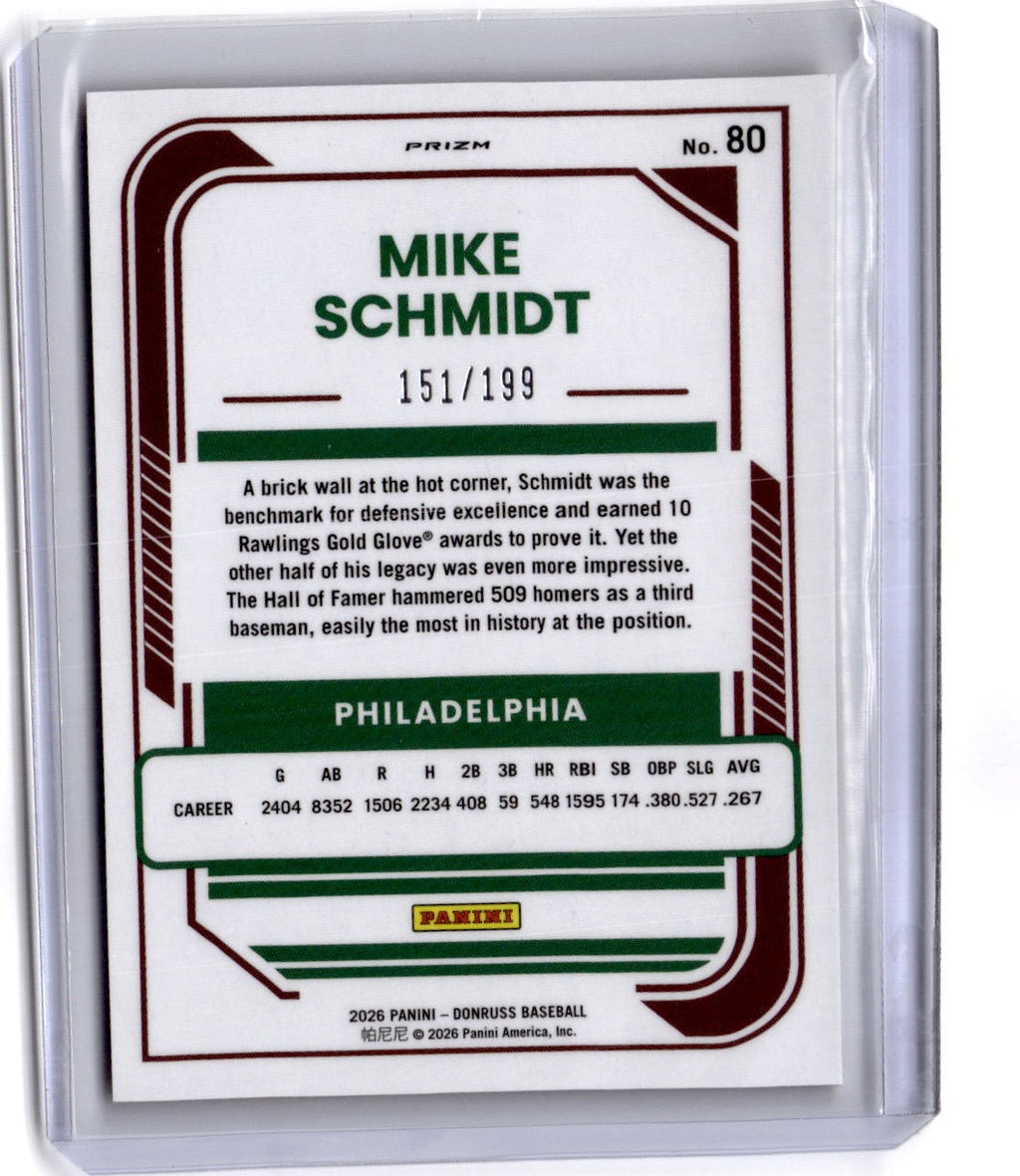 2026 Donruss #80 Mike Schmidt Optic Orange #/199