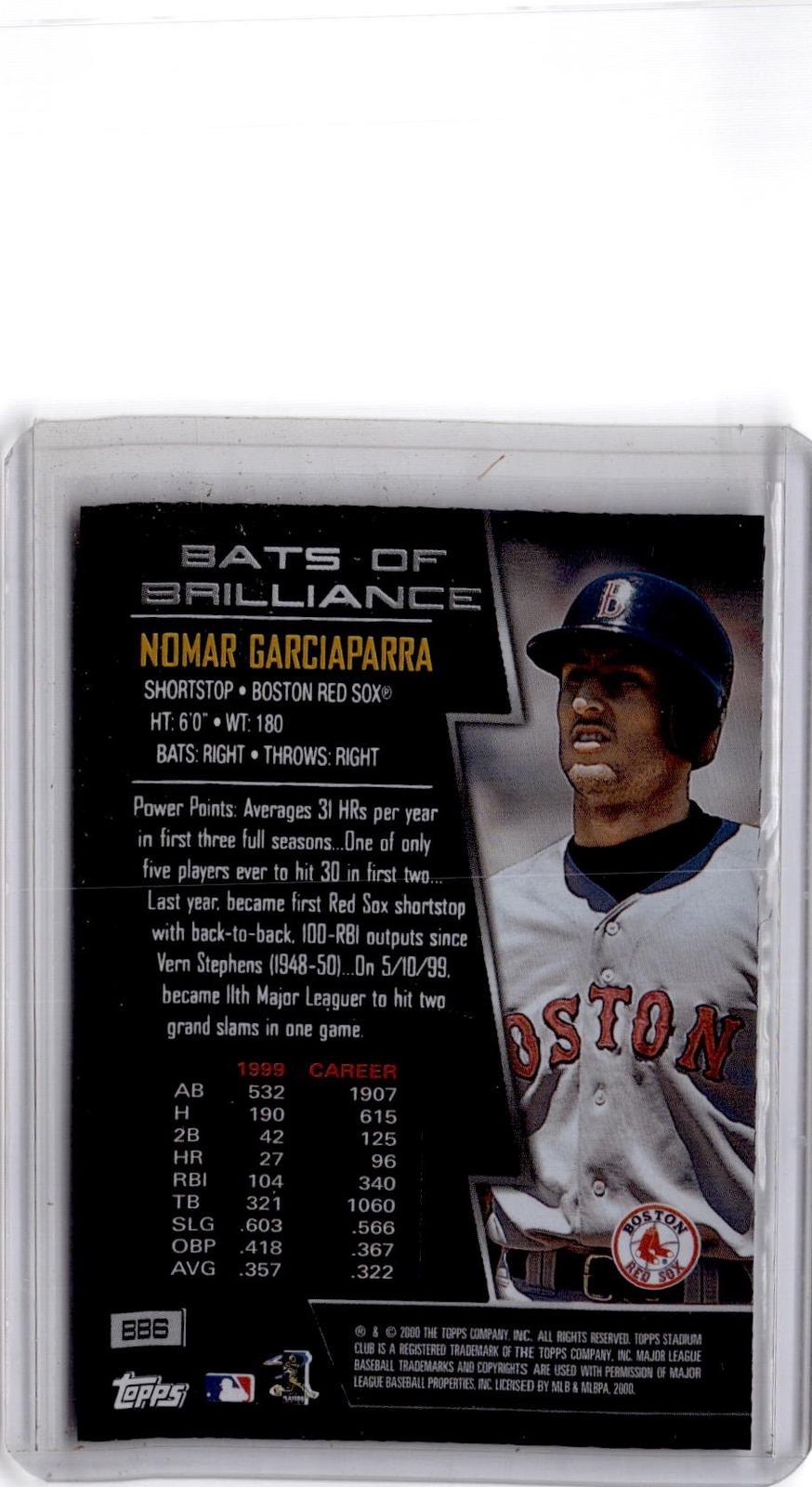 2000 Stadium Club #BB6 Nomar Garciaparra Bats of Brilliance