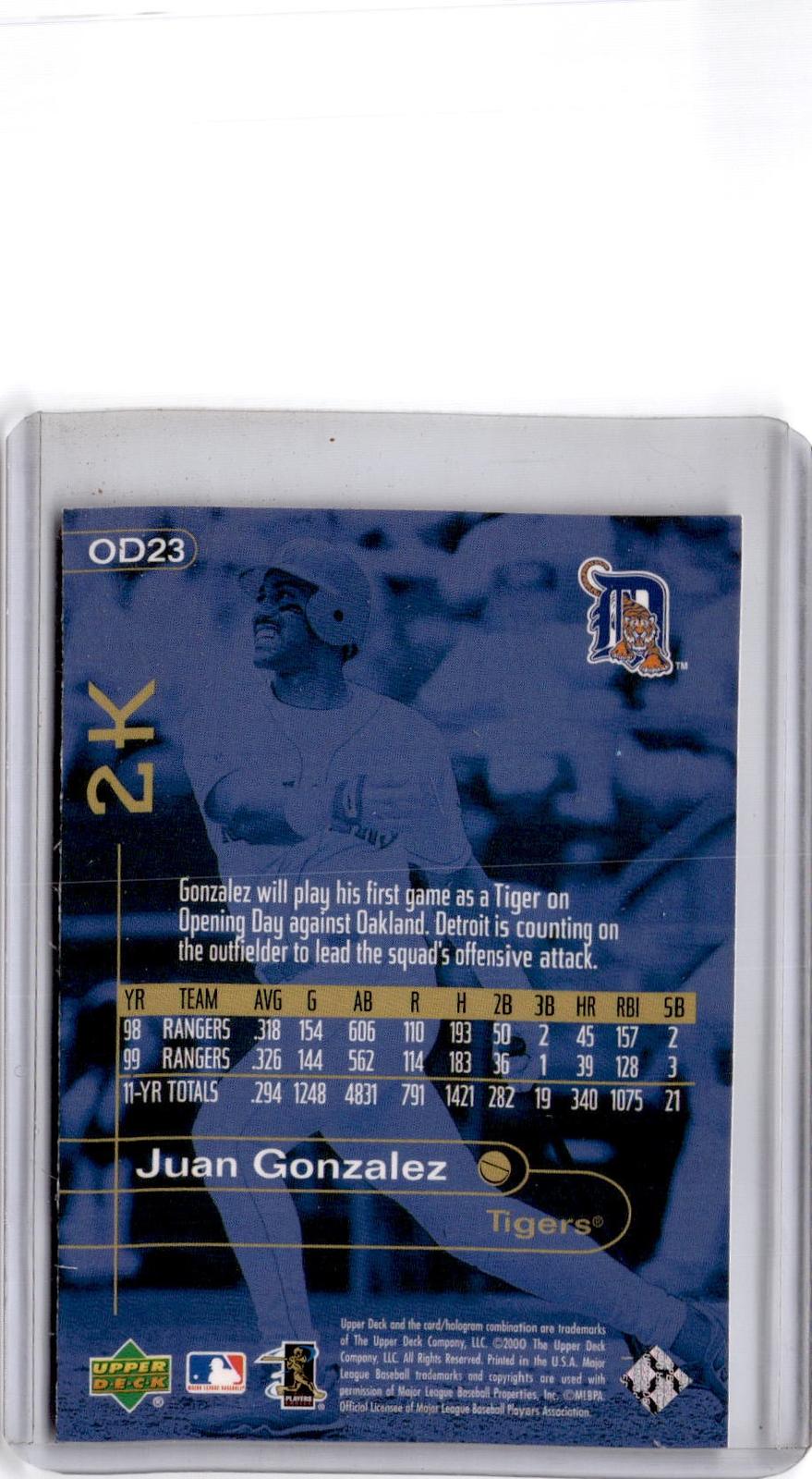2000 Topps / Fleer / Upper Deck / Pacific Opening Day 2K #OD23 Juan Gonzalez