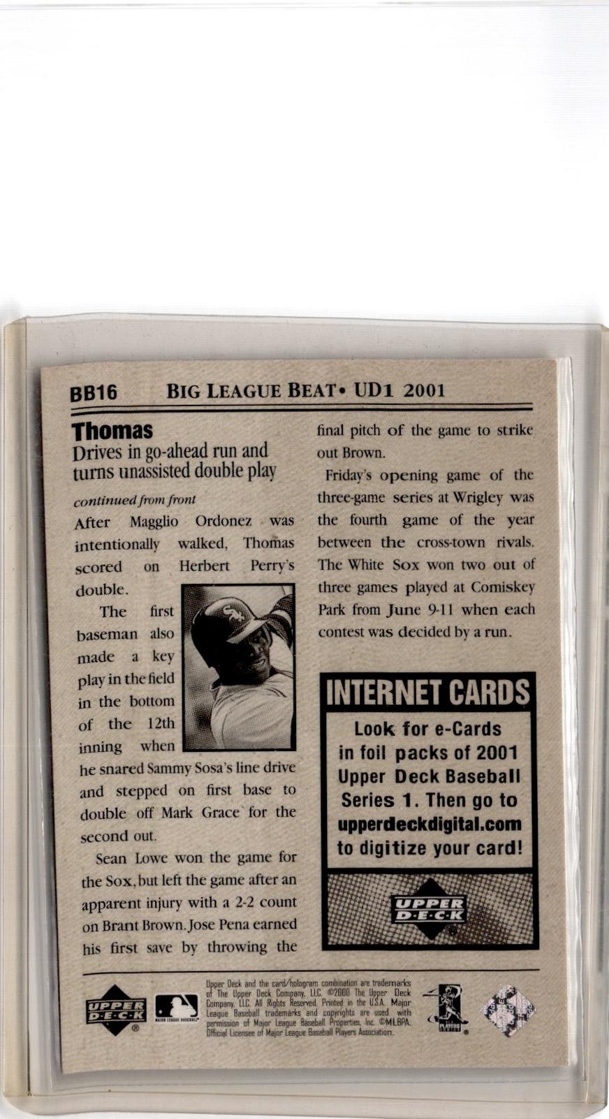 2001 Upper Deck #BB16 Frank Thomas Big League Beat