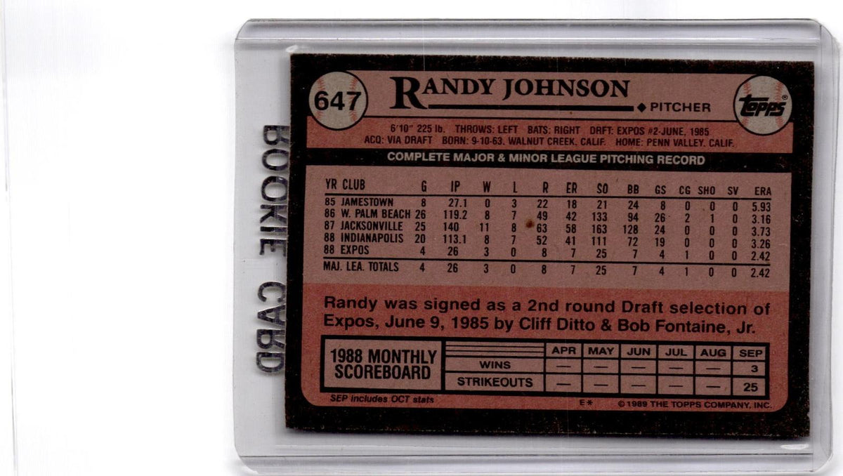 1989 Topps #647 Randy Johnson