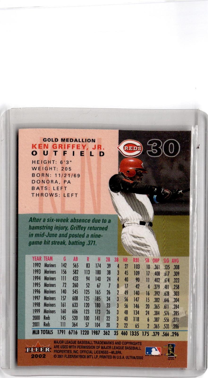 2002 Ultra #30 Ken Griffey Jr. Gold Medallion