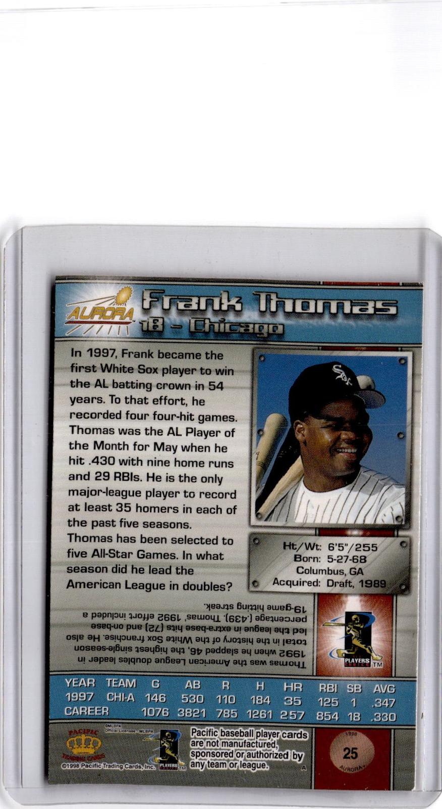 1998 Pacific Aurora #25 Frank Thomas