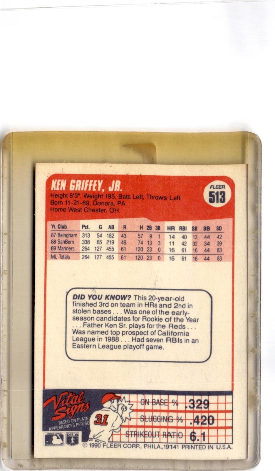 1990 Fleer #513b Ken Griffey, Jr.