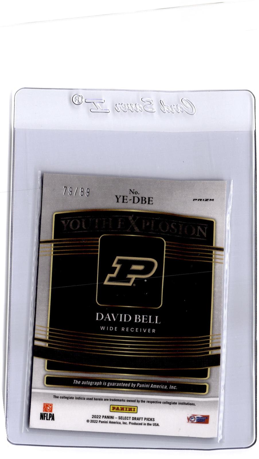 2022 Select Draft Picks David Bell Youth Explosion Auto Purple Lazer Prizm #/89
