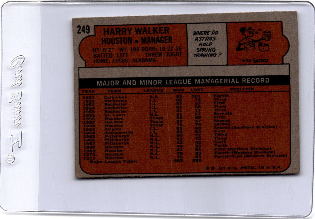 1972 Topps #249 Harry Walker