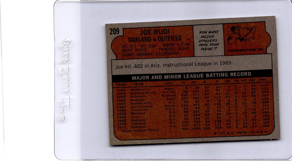 1972 Topps #209 Joe Rudi