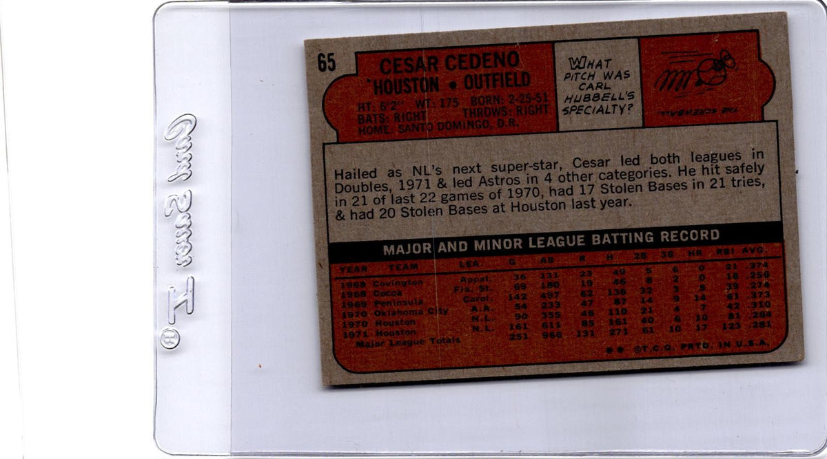 1972 Topps #65 Cesar Cedeno