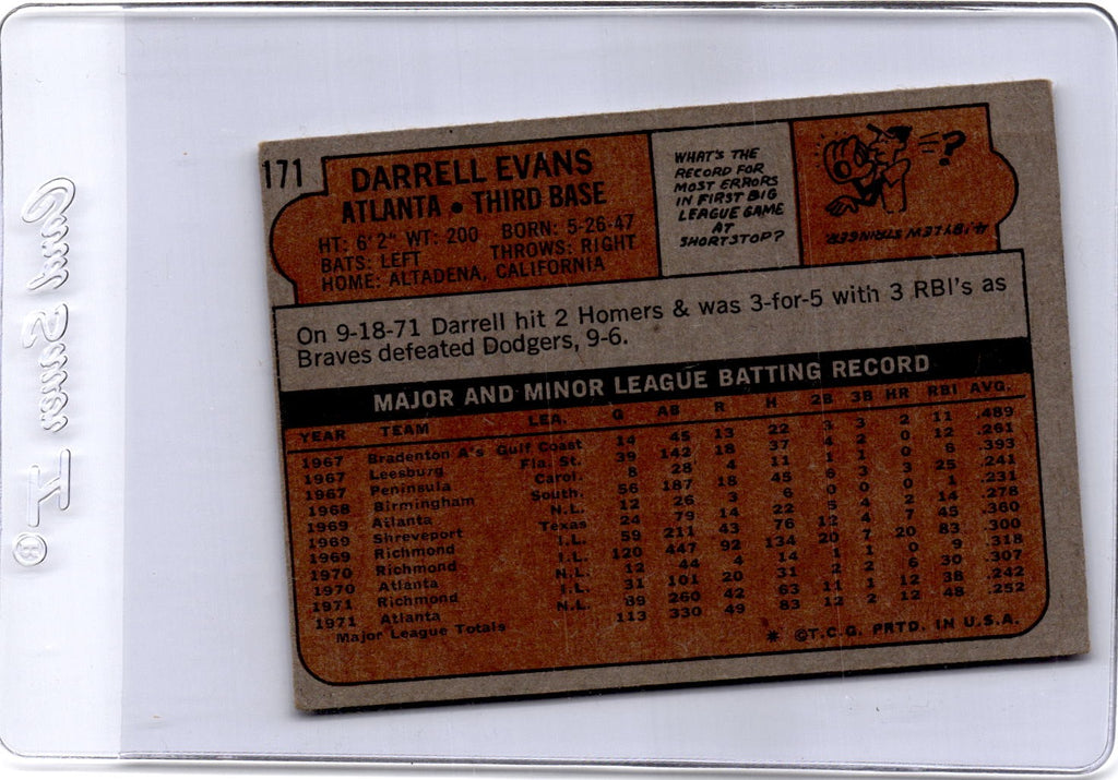 1972 Topps #171 Darrell Evans