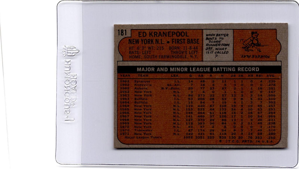 1972 Topps #181 Ed Kranepool