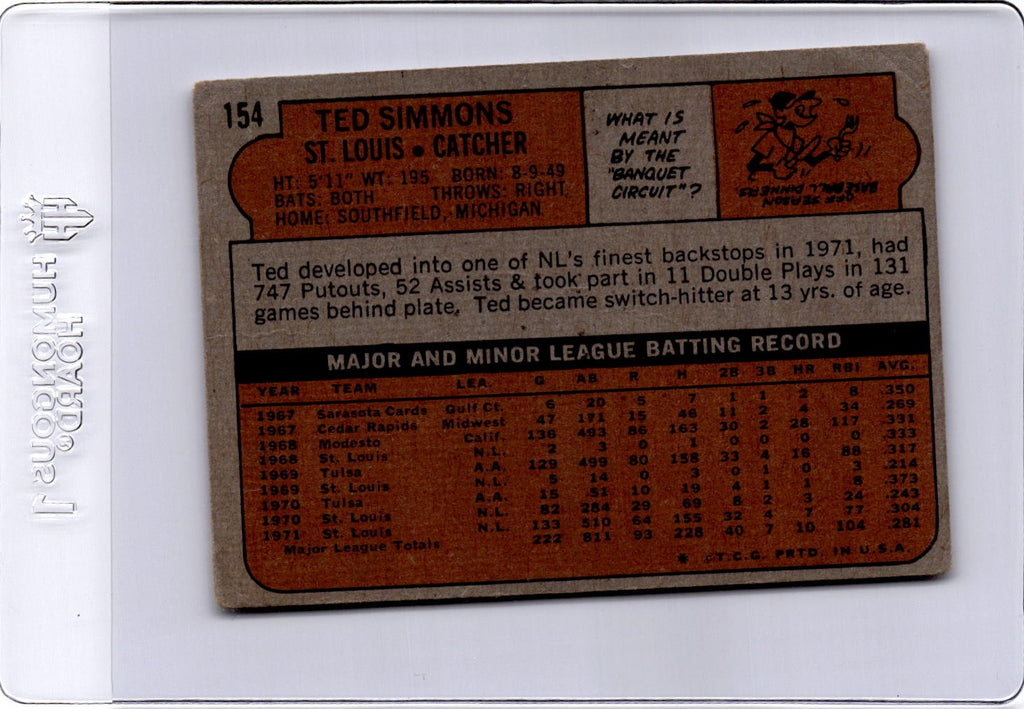 1972 Topps #154 Ted Simmons