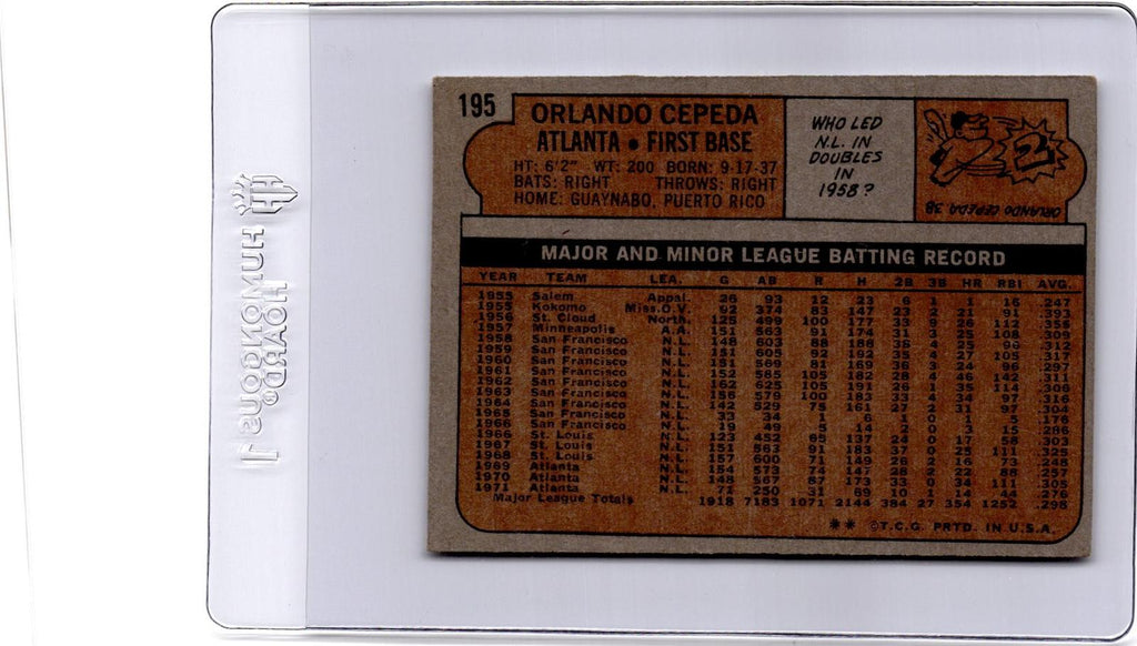 1972 Topps #195 Orlando Cepeda