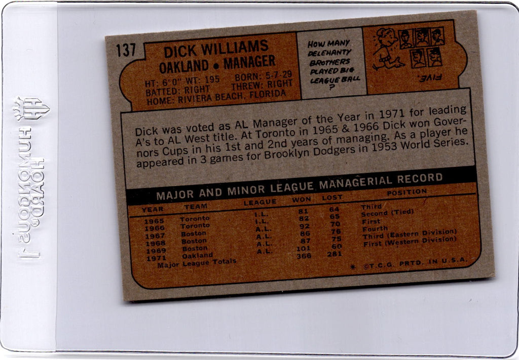 1972 Topps #137 Dick Williams