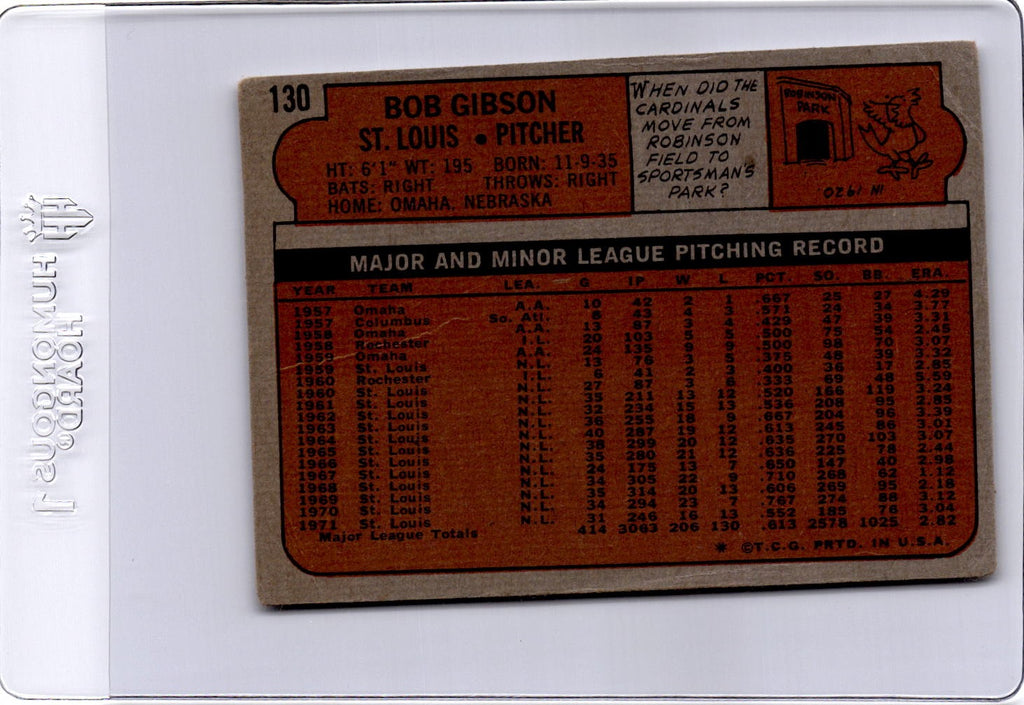 1972 Topps #130 Bob Gibson