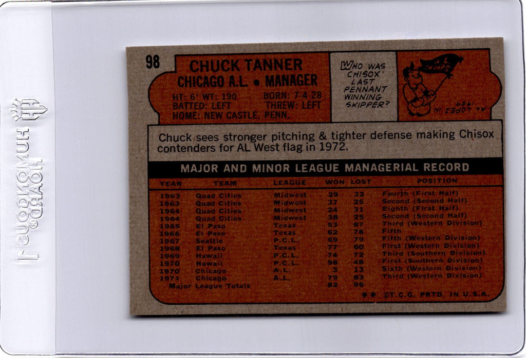 1972 Topps #98 Chuck Tanner