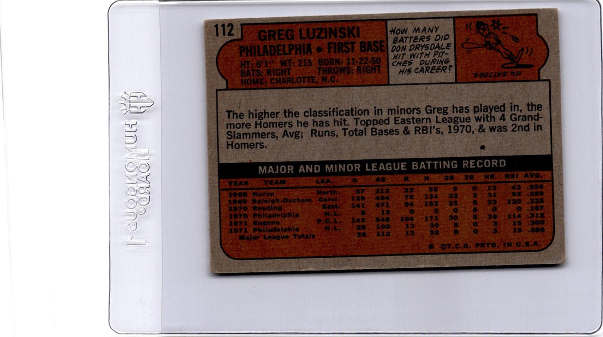 1972 Topps #112 Greg Luzinski