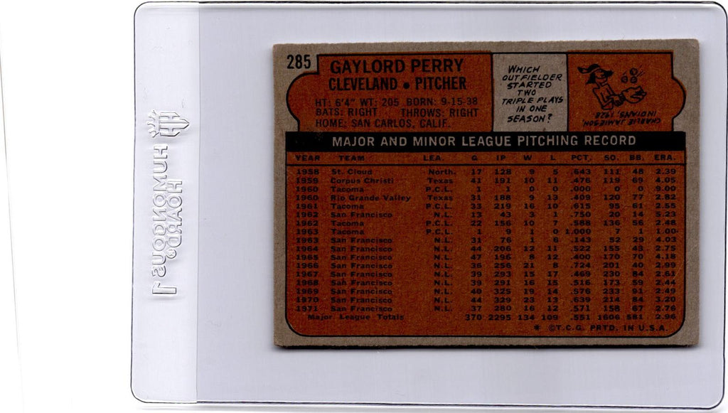 1972 Topps #285 Gaylord Perry