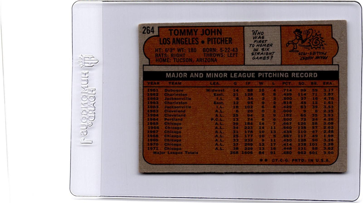 1972 Topps #264 Tommy John