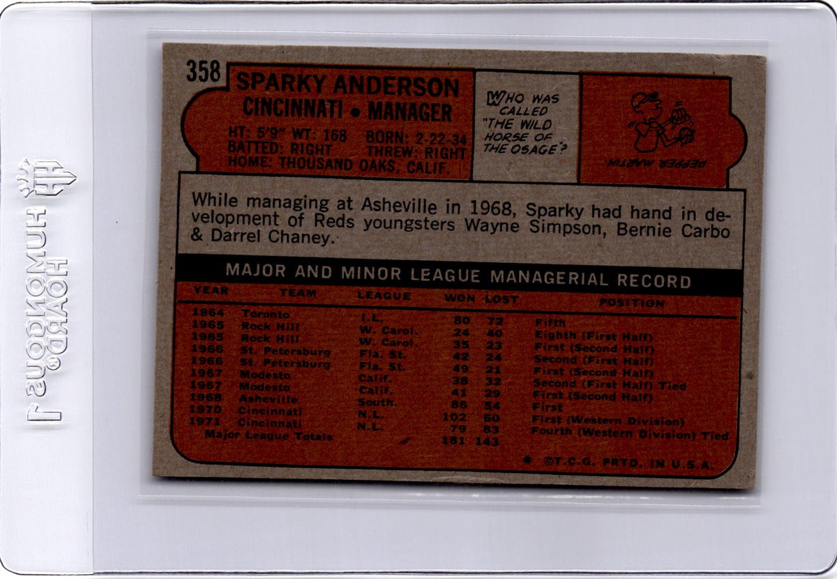 1972 Topps #358 Sparky Anderson