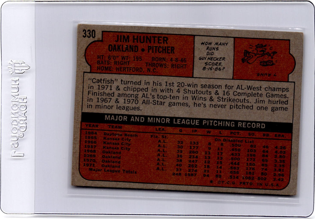 1972 Topps #330 Jim Hunter