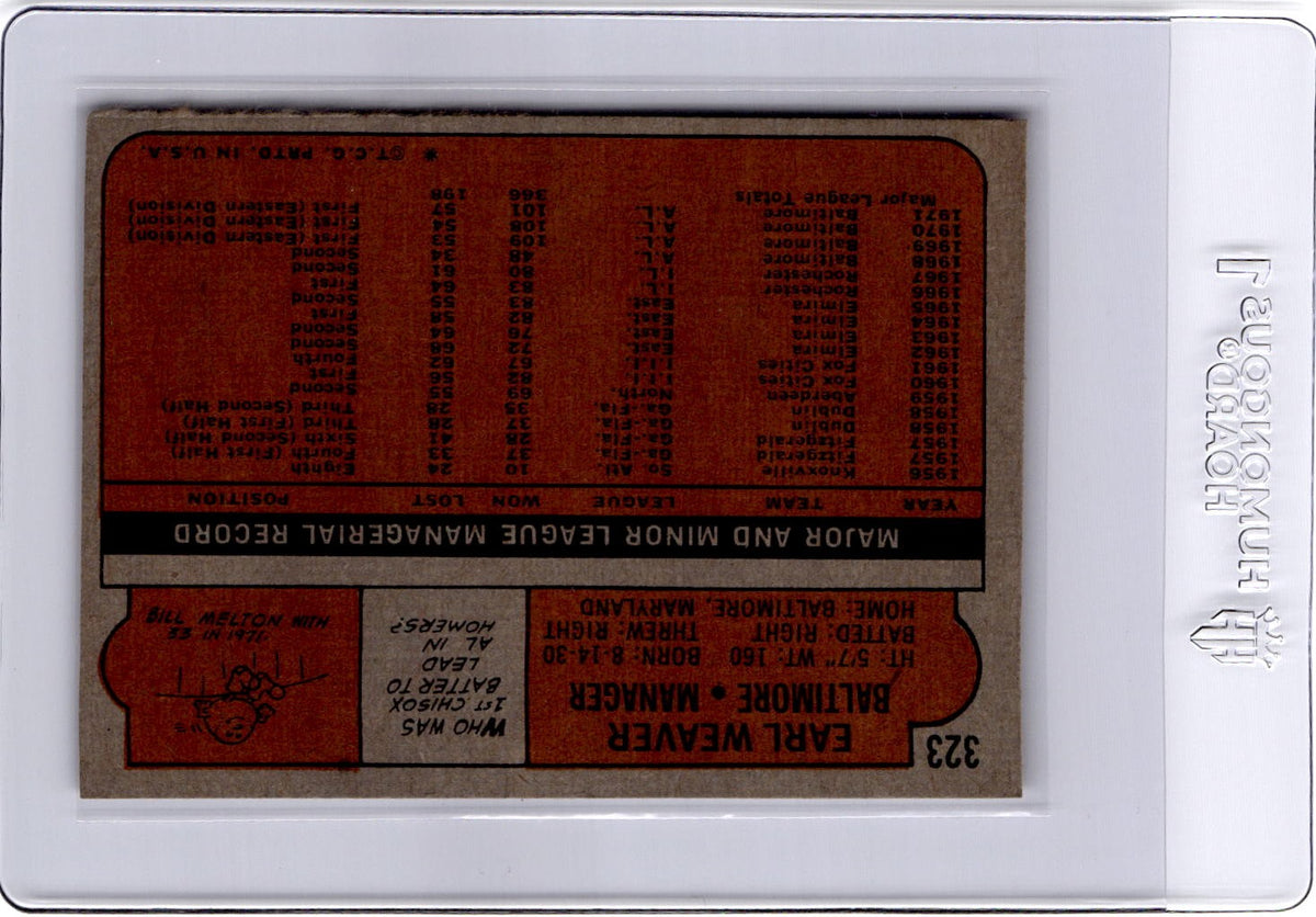 1972 Topps #323 Earl Weaver