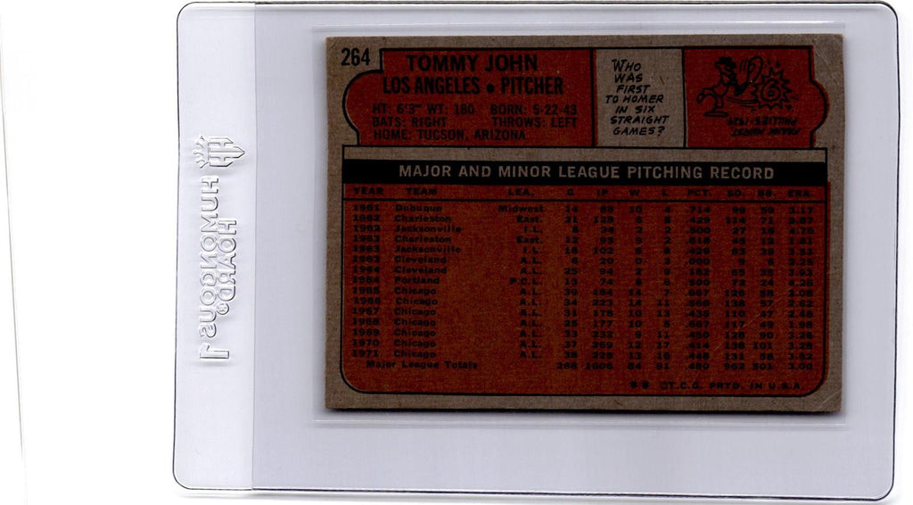 1972 Topps #264 Tommy John