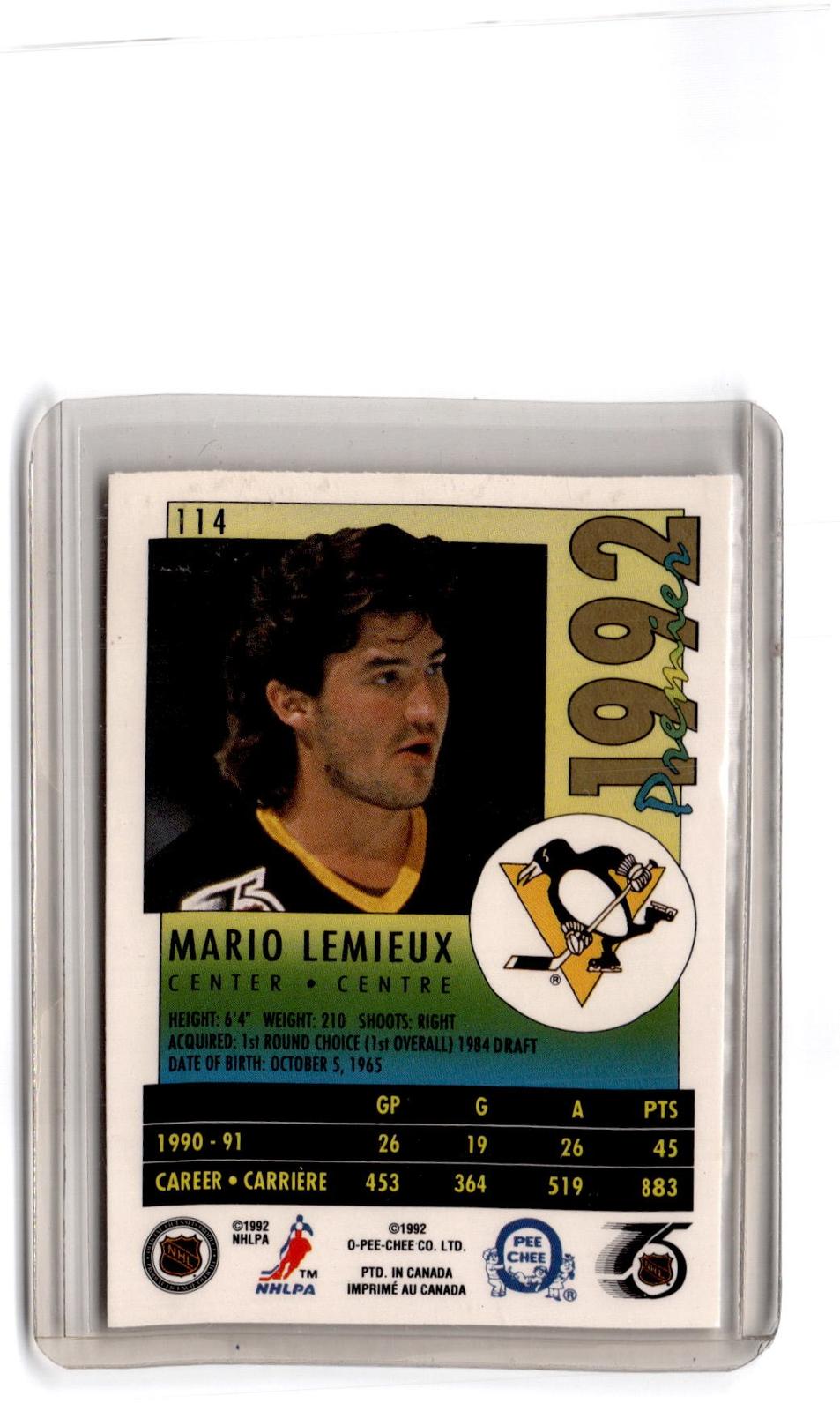 1991-92 O-Pee-Chee Premier #114 Mario Lemieux