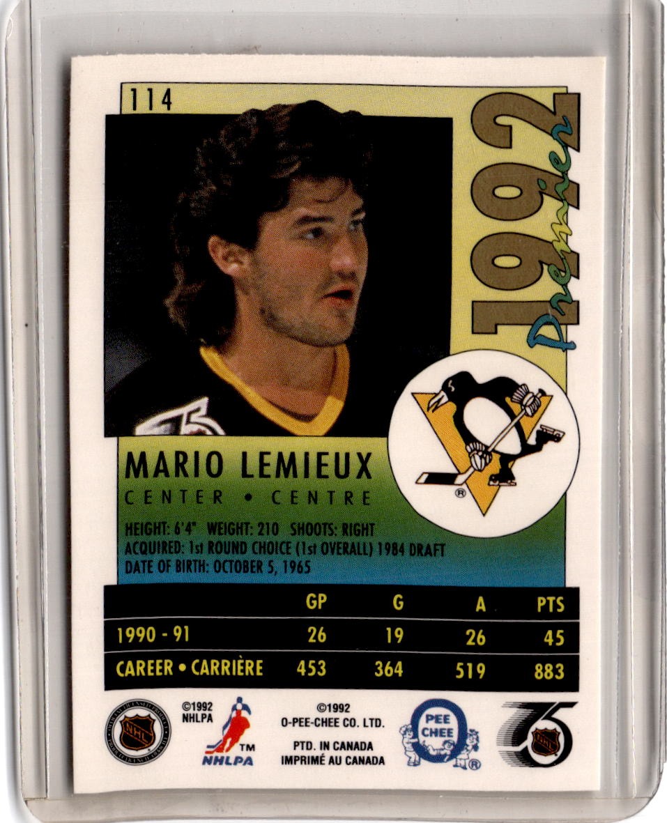 1991-92 O-Pee-Chee Premier #114 Mario Lemieux