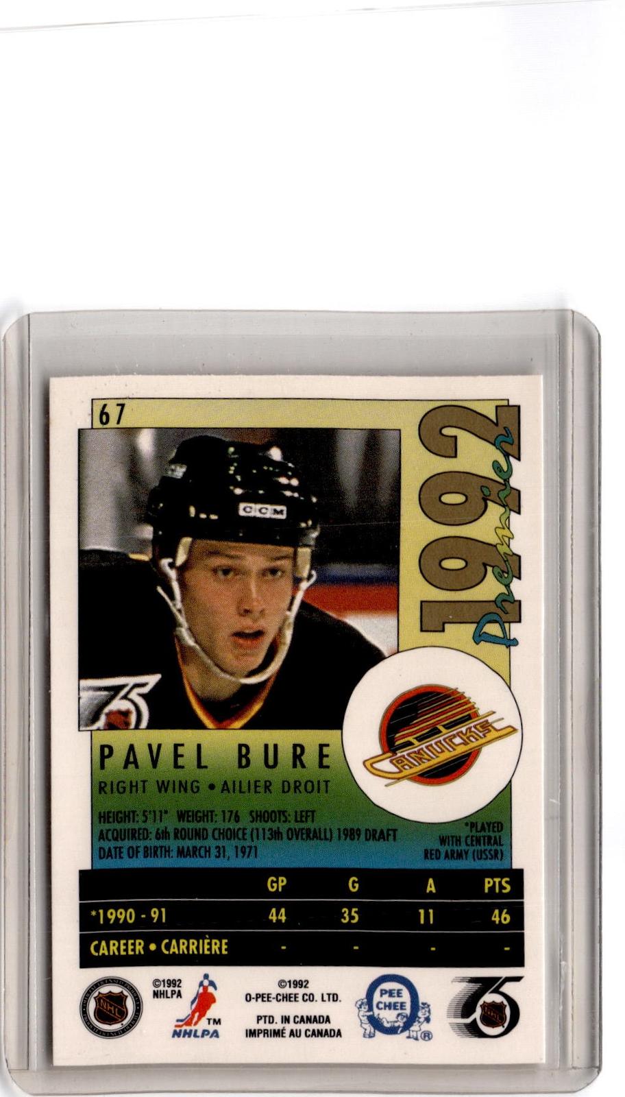 1991-92 O-Pee-Chee Premier #67 Pavel Bure