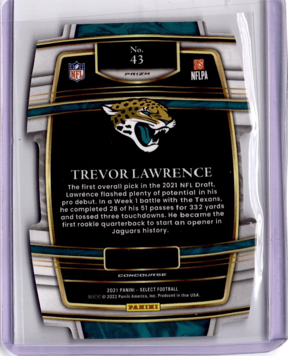 2021 Panini Select #43 Trevor Lawrence Red and Blue Prizm Die Cut