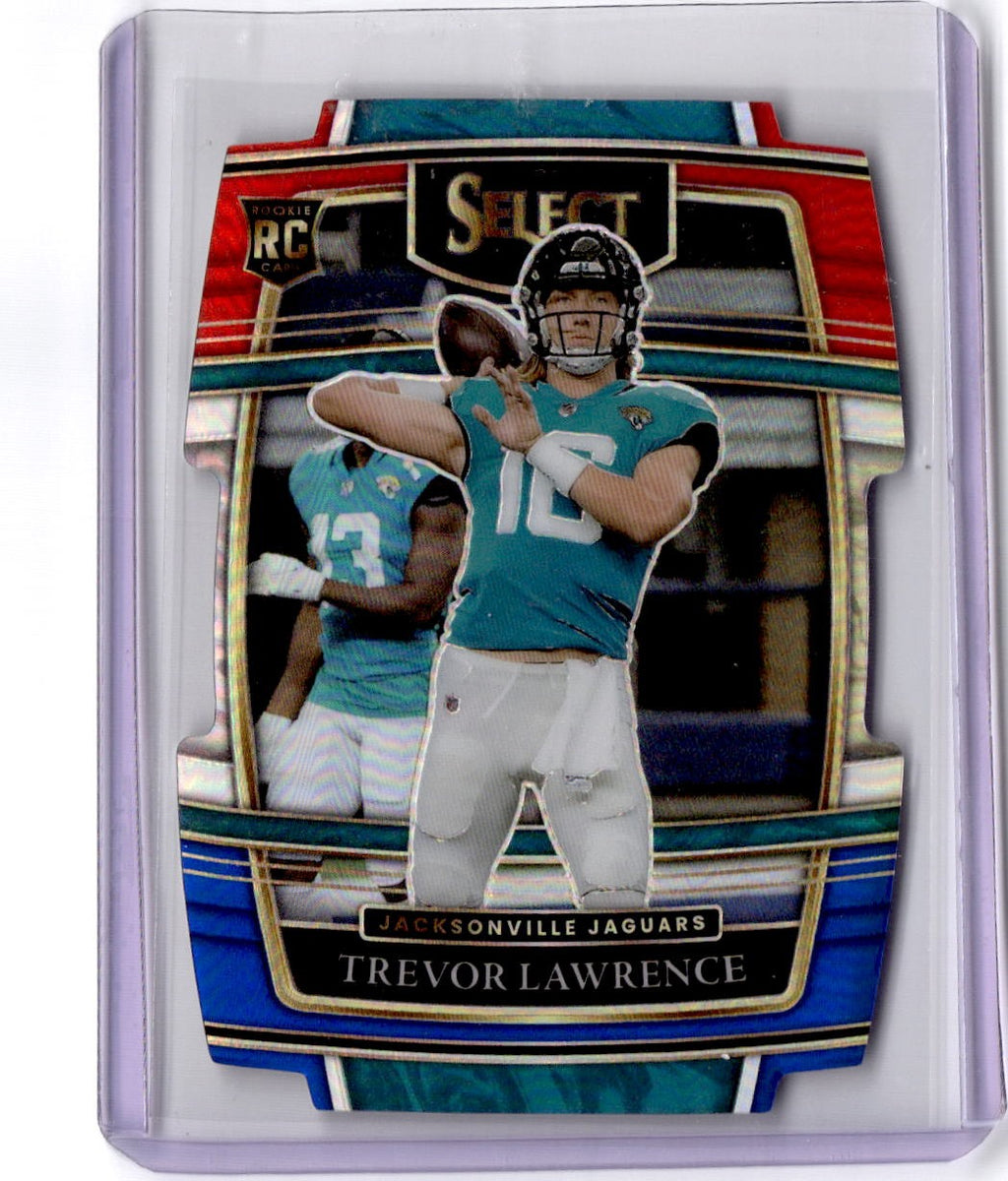 2021 Panini Select #43 Trevor Lawrence Red and Blue Prizm Die Cut