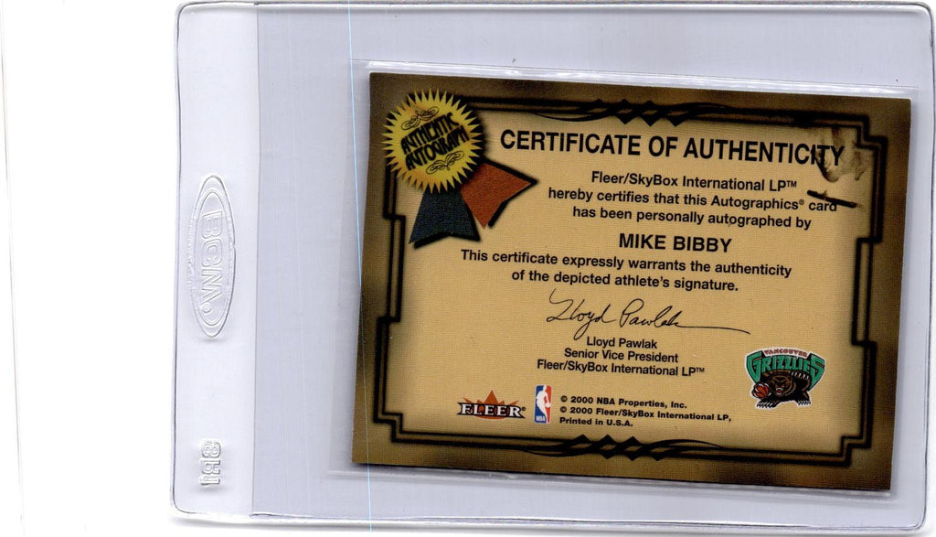 2000-01 Fleer Authority #NNO Mike Bibby Autographics SSD