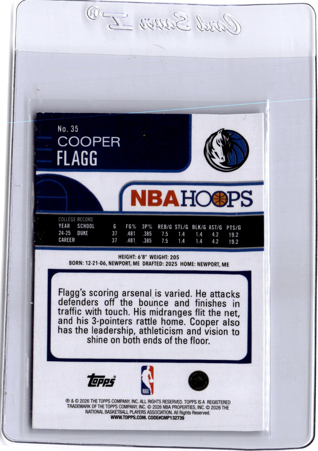 2025-26 Hoops #35 Cooper Flagg