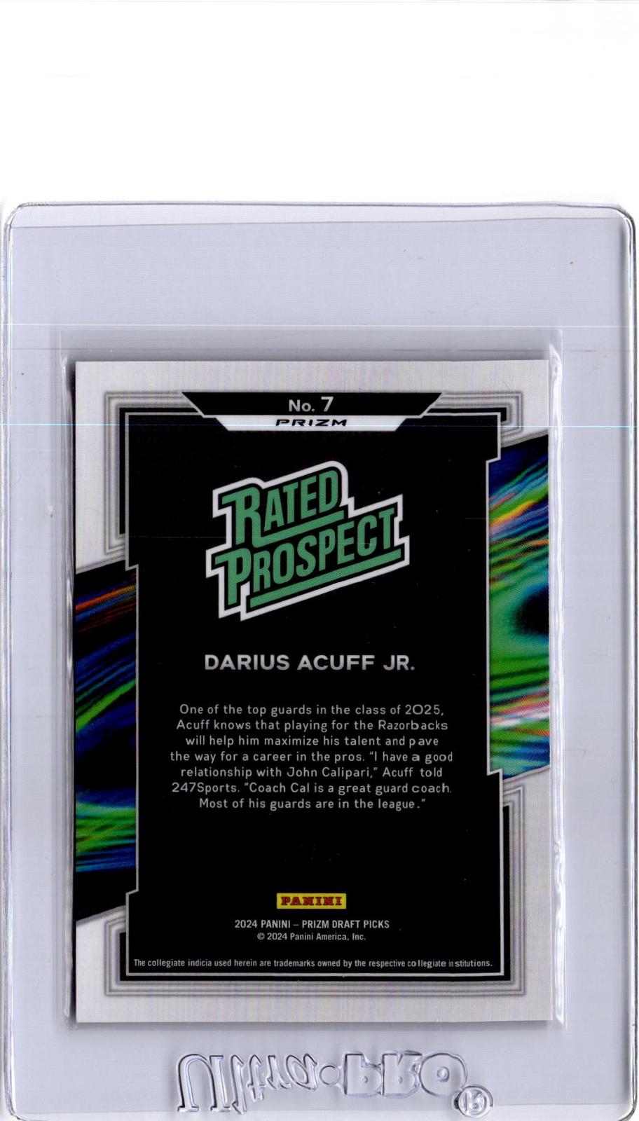 2024 Panini Prizm Draft Picks #7 Darius Acuff Jr. Rated Prospect  Red Scope #/88