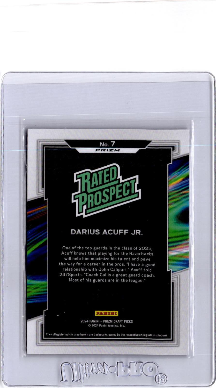 2024 Panini Prizm Draft Picks Darius Acuff Jr. Rated Prospect Purple Ice #/149
